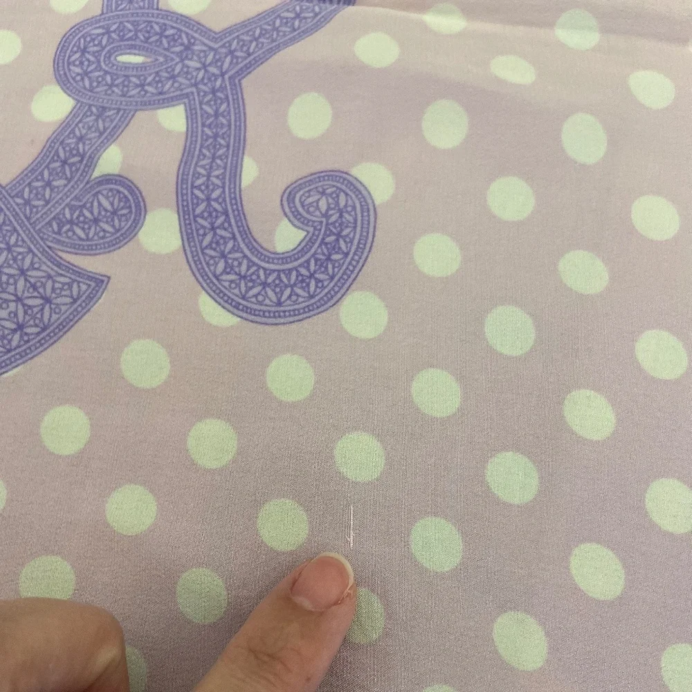 Auth. Christian Dior Pink & Lavender Silk Scarf Polka Dot & Logo Monogram Design